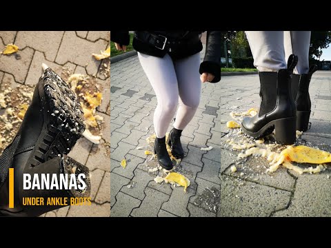 Stepping on bananas with booties #shoes #crush #asmr #legs #foot #heels