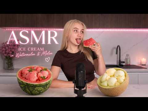 ASMR Melon & Watermelon Ice Cream: Making & Eating Sweet Summer Treats | Mouth Sounds