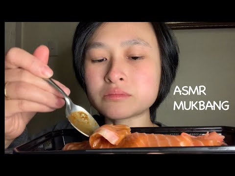 Asmr mukbang| Salmon sashimi wasabi| ăn cá hồi