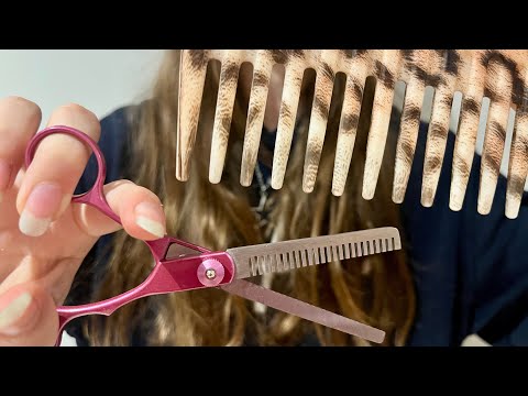 ASMR cutting + brushing your imaginary hair | hair combing | hair brushing | no talking 