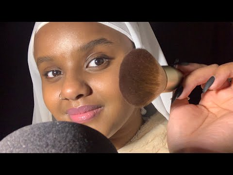 ASMR Face Touching + Brushing (Up Close Whispering)