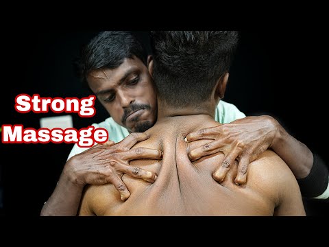 Strong Body Massage ASMR And Head Massage By Strong Wrist Barber | Neck Cracking | Oil Body Massage