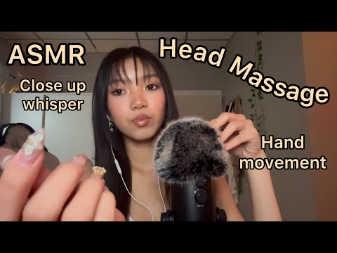 ASMR|Head Massage & Closes Up Whispering ~asmr elle~￼