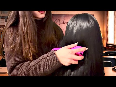 ASMR Nice Girl Plays with Your Hair in Class  ⋆.𐙚♡.(hair brushing, scalp scratching, massage) 