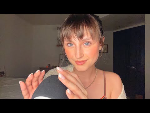 ASMR ~ Cupped Mouth Sounds & Trigger Words (gum chewing, mic scratching, tongue clicking)