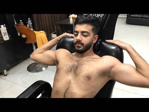 MASSAGE THERAPY ON THE BARBER CHAIR 💈| DEEP CHEST,BELLY & ARMS MASSAGE |