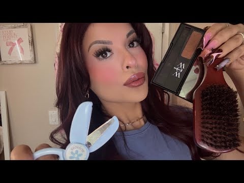 ASMR Barbershop Treatment 💈 Dry Haircut, Beard Color, Hair Wash + Brushing🪮 Roleplay 