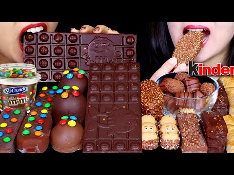 ASMR M&M'S MAGNUM ICE CREAM, DARK CHOCOLATE MARSHMALLOW, KINDER CHOCOLATE, MAXI KING, HAPPY HIPPO 먹방