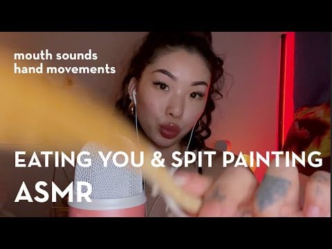 ASMR | EATING AND SPIT PAINTING YOU 🎨🥄 | mouth sounds | hand movements