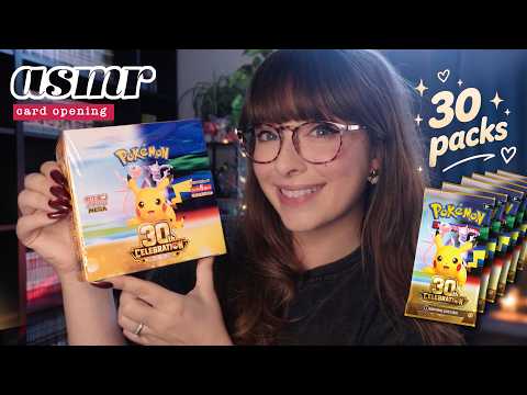 ASMR 🎈 30th Celebration ⊹ 30 Packs ⊹ 30 Pikachu HUNT⚡️ 3 Hours of Relaxing Pokemon Cards & Whispers