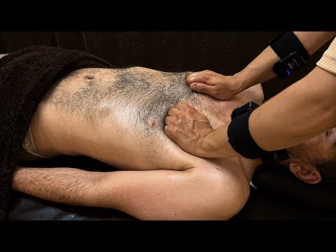 ASMR Hairy Chest & Belly Massage & Relaxing Face Massage for Our Masseur Model
