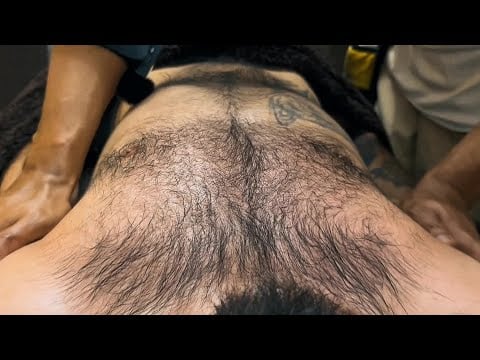 ASMR Hairy Chest & Abdominal Massage By Expert Massage Therapist & Relaxing Face Massage