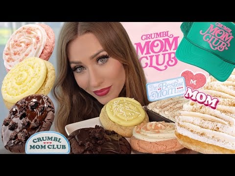 ASMR | Mother's Day Crumbl Cookie! *Mukbang* LEMON CUPCAKE, PINK VELVET, FUDGE BROWNIE & TRES LECHES
