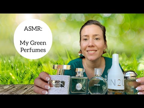 ASMR - My Green Perfume Collection - Glass Tapping & Whispers