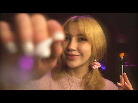 ASMR Touching & Brushing Your Face to Make You Sleepy ☁️💖 (Music, Layered Sound, Personal Attention)