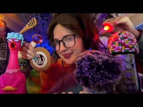 ASMR honey spoon, water sounds, light triggers, mouth sounds, fluffy mic, tapping, & scratching