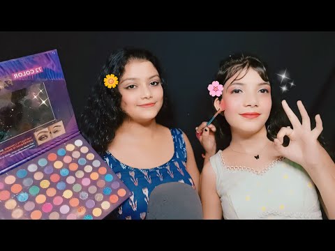 ASMR Doing My Sister Relaxing Face Makeup ( Makeup Tutorial) 💄✨