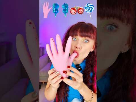 ASMR Giant Gummy Hand Candy, Jelly Lollipops #mukbang #eating