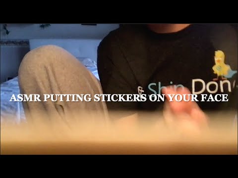 asmr putting stickers on your face