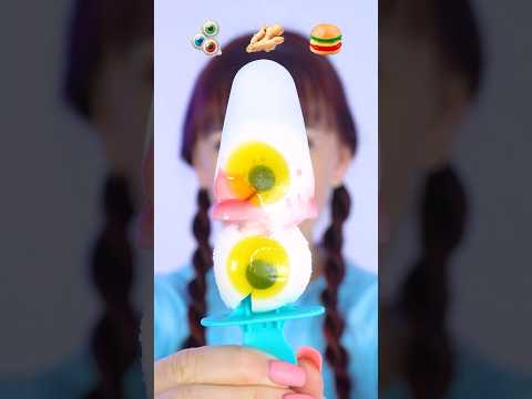 ASMR Frozen Gummy Eyeballs, Ginger, Burger #mukbang