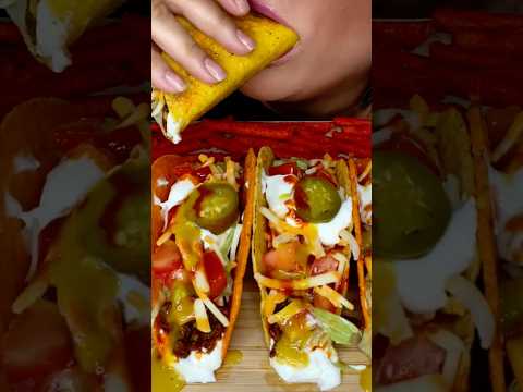 CRUNCHY LOADED TACOS #asmr #taco #cheesy #food #mukbang