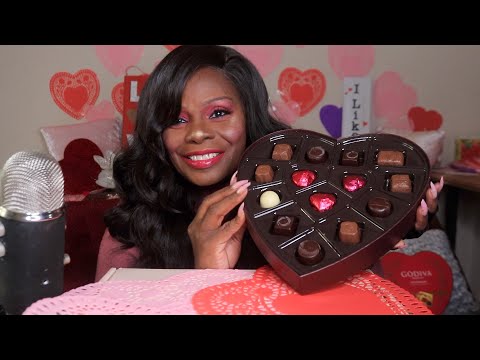 GODIVA VALENTINES DAY CHOCOLATES ASMR EATING SOUNDS