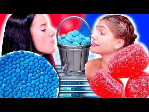 ASMR Red Food VS Blue Food Candy Race Challenge With Closed Eyes Best Compilation