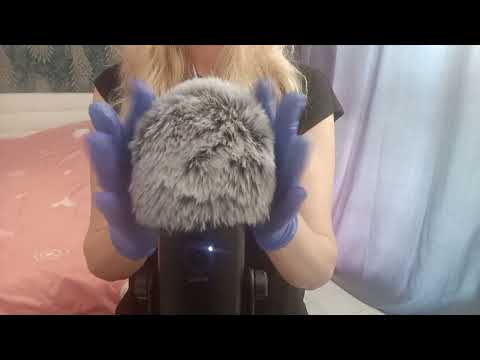 ASMR Pure Tingles:  Blue Gloves &  Fluffy Mic (No Talking)