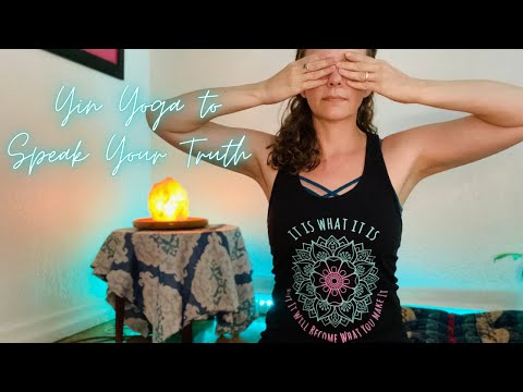 Yin Yoga to Activate Your Voice - 💚Heart Chakra 💙Throat Chakra,ASMR Soft Spoken, Singing Bowl