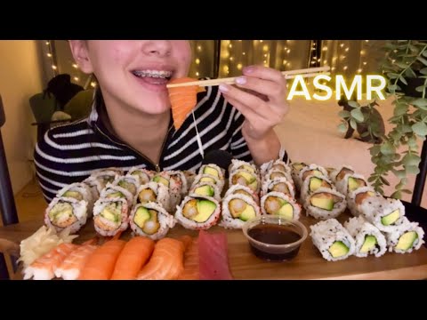 ASMR SUSHI MUKBANG | RAW SALMON, RAW TUNA|