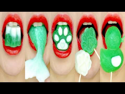 asmr Mint Color Food Kohakuto Eating Sounds 민트색 코하쿠토 먹방 Mukbang