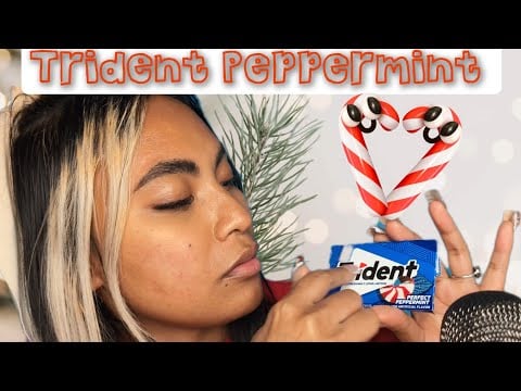 ASMR Chewing Trident Peppermint Gum, Whisper Rambles , Nail Tapping , Snapping Gum