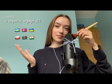 ASMR in requested languages pt.2 | Mic brushing + Clicky whispers | Uzbek, Danish, Ukranian + more