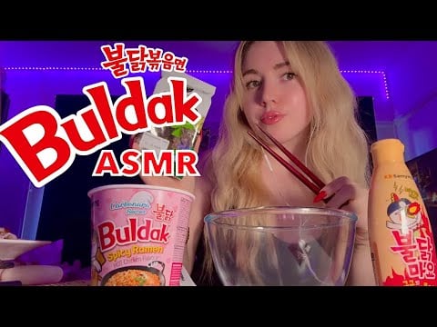 Mukbang ASMR | Buldak SPICY ramen! 🍜🍗 A LOT of slurping 🤤