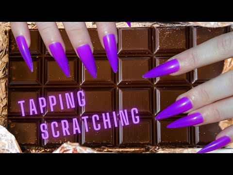 Asmr with Chocolate - Scratching, Tapping, Carving , Crinkles - No Talking for Sleep ( Long Nails )