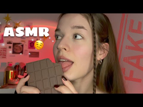 asmr eating fake food ||☾°₊⊹плямканье и жевание фейковой еды★⋆.⊹