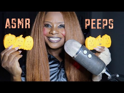 FLUFFY CUTE PUMPKIN HALLOWEEN PEEPS ASMR EATING SOUNDS