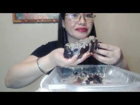 EATING CHOCOLATE CAKE WITH CREAM NO CHEWING;Life in America
