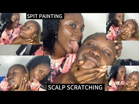 ASMR EAR CLEANING SPIT PAINTING, SCALP SCRATCHING EAR EATING WITH GUM CHEWING FOR SLEEP