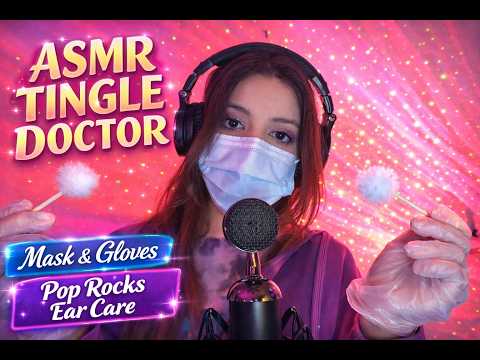Tingle Doctor ASMR 😷 Mask Crinkles, Latex Gloves & Pop Rocks. Ear Pick Mic Cleaning + Mouth Sounds
