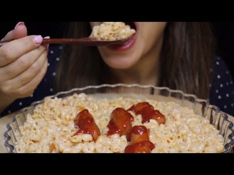 ASMR CREAMY MAC N CHEESE SAUSAGE MUKBANG no talking CREMA ASMR #asmr #mukbang #macncheese #sausage