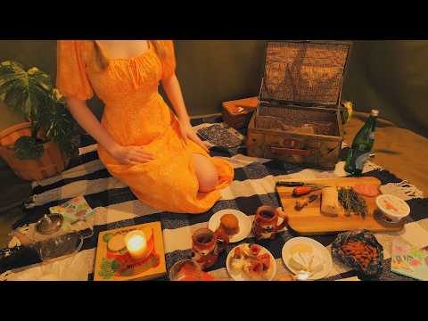 🧺 Cozy Picnic Roleplay 🧺 ASMR / Beeswax Wraps / Quiet Speaking / Cheese, Sandwiches, Tea, Cookies