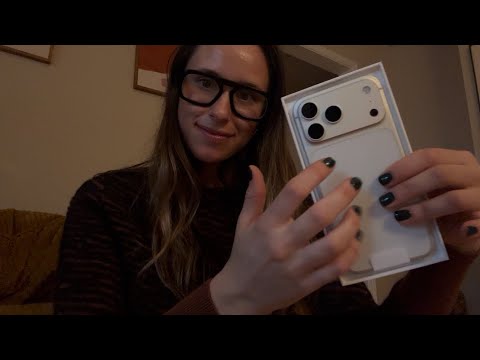 ASMR Unboxing and tapping a new iPhone 17 *full gain asmr*