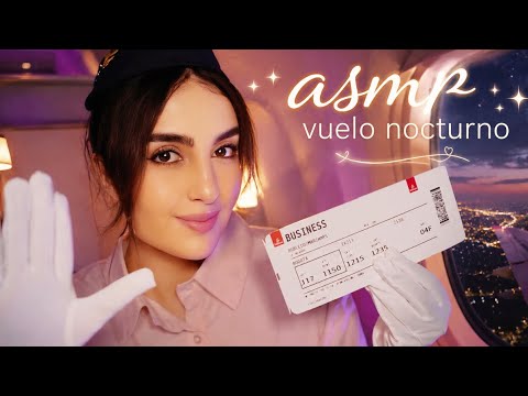 ASMR AZAFATA te hace DORMIR en VUELO NOCTURNO