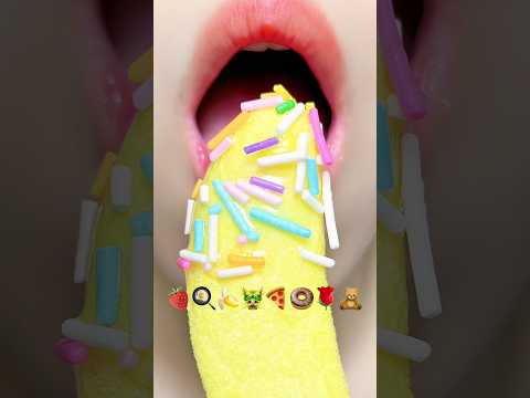 Asmr Eating Marshmallow Tanghulu Jelly Emoji Food 🍌🍩 #meoasmr #mukbang #asmrsounds #emojichallenge