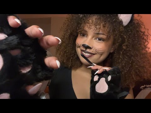 ASMR kitty cat does your halloween makeup 🖤 purrr