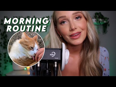 ASMR MORNING ROUTINE (soft speaking, hair brushing, lotion, lid sounds…) // GwenGwiz