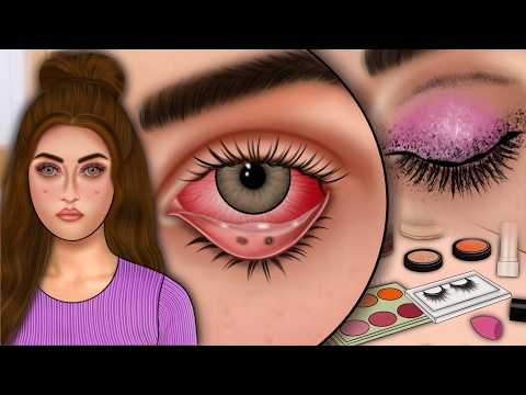 Eyelash cleaning and relaxing eye care ASMR animation, Eye treatment ASMR animation, ASMR animation