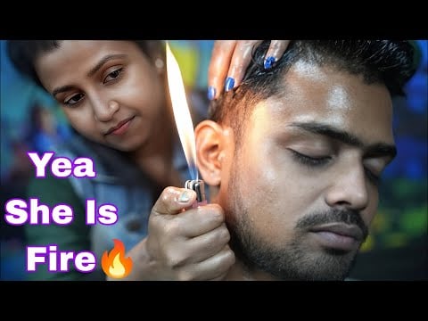 Again Fire Lady Barber | ASMR Beautiful Indian Lady Barber Satisfying Head Massage Compilation
