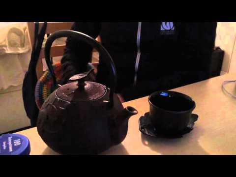 Cast-Iron teapot tea time with talks about acupuncture and massage